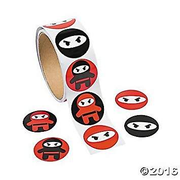 Ninja Stickers 1 Roll - 100 Stickers Per Roll
