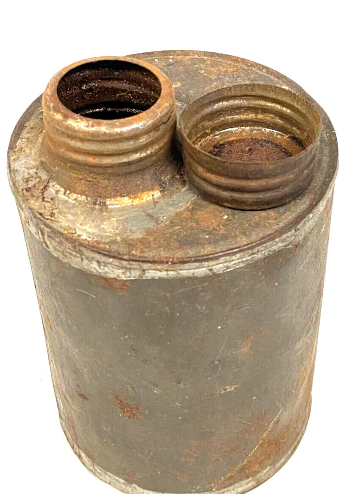Antique Metal Can with Offset Screw Cap