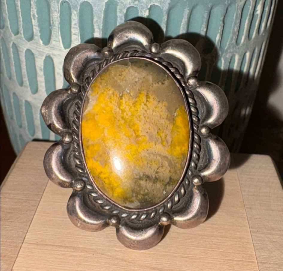 Hefty Emer Thompson Navajo Jasper Sterling Ring 9.5 22 Grams