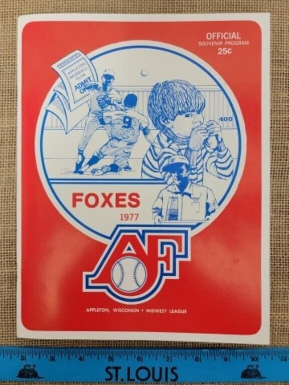 1977 Appleton (Wisconsin) Foxes Minor League Baseball Program Midwest League