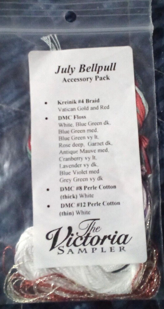 The Victoria Sampler July Bell pull Accessory Thread Pack