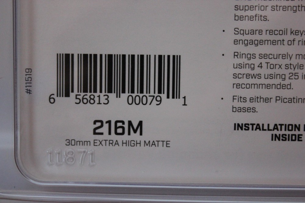 Warne Scope Mounts Maxima Ring 30mm Extra High Matte 216M