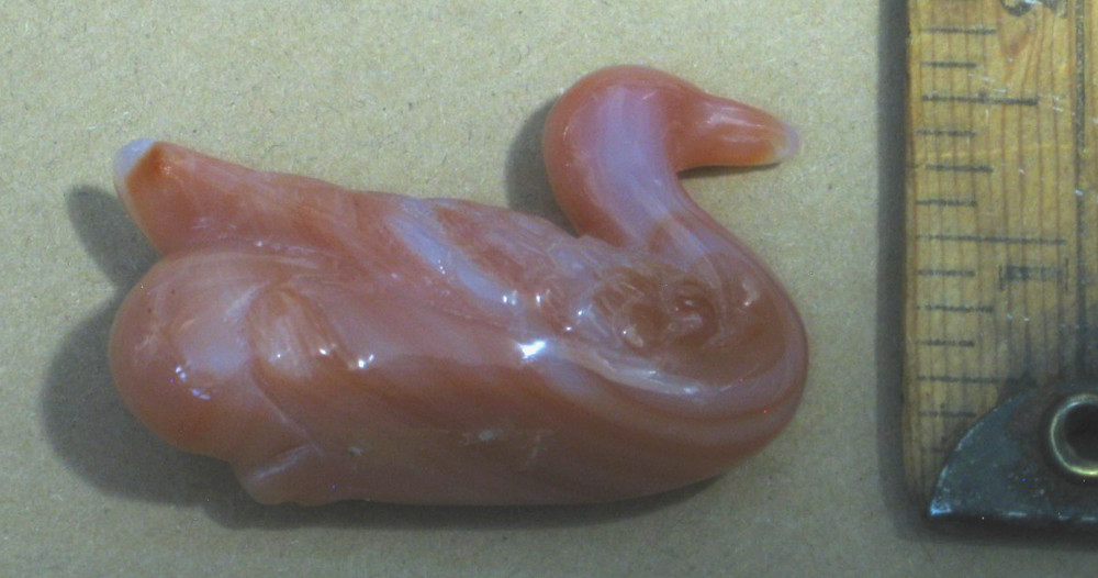 Vintage Carved Fire Agate Duck 2.5" long