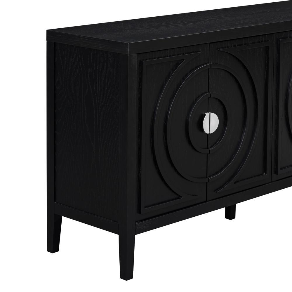 Stability and Durability Retro Sideboard Cabinet with Four Doors Black