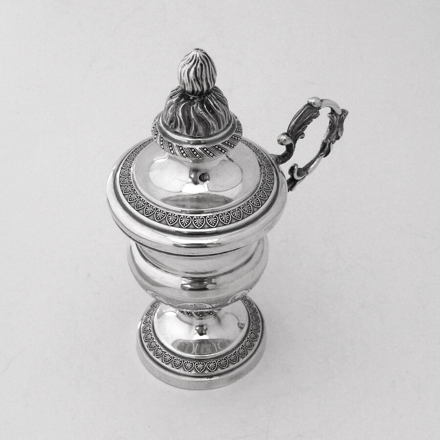 Covered Footed Cup Eagle Head Handle Italian Silver 19th Century