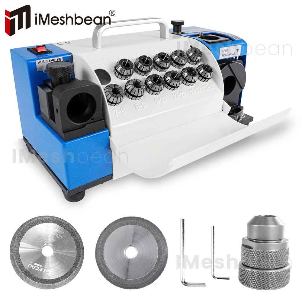 3-13mm Drill Bits Sharpener 95°-135° Bits Grinder Sharpener w/11 Collets 2 Wheel