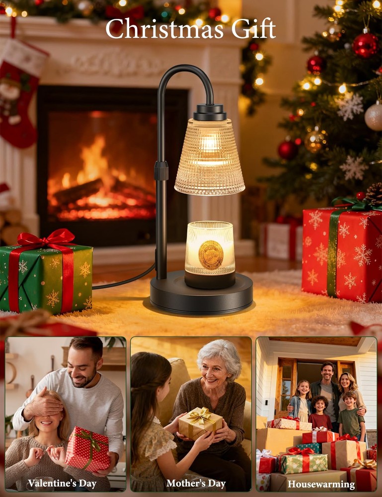 Candle Warmer Lamp with Timer Dimmable, Adjustable Height Wax Melts Black