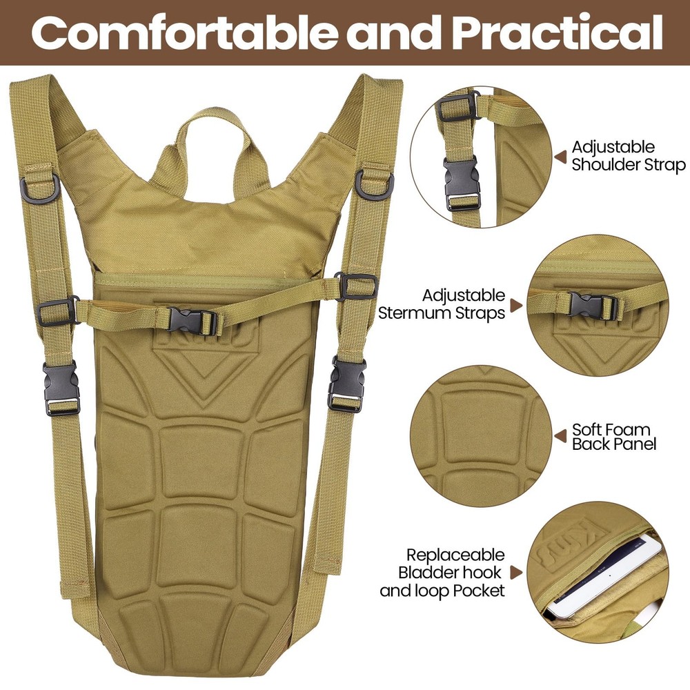 Cunno 3 Pcs Water Backpack Tactical Hydration Pack with 3 Liter Hydration Water