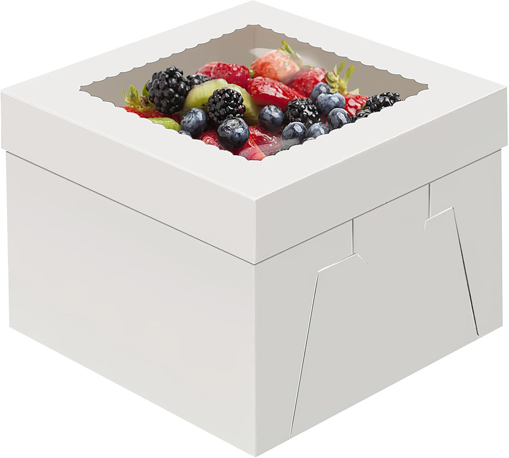 4 Pack Cake Boxes 12 Inch, Disposable Cake Transport Container, Cake Carrier, Wh