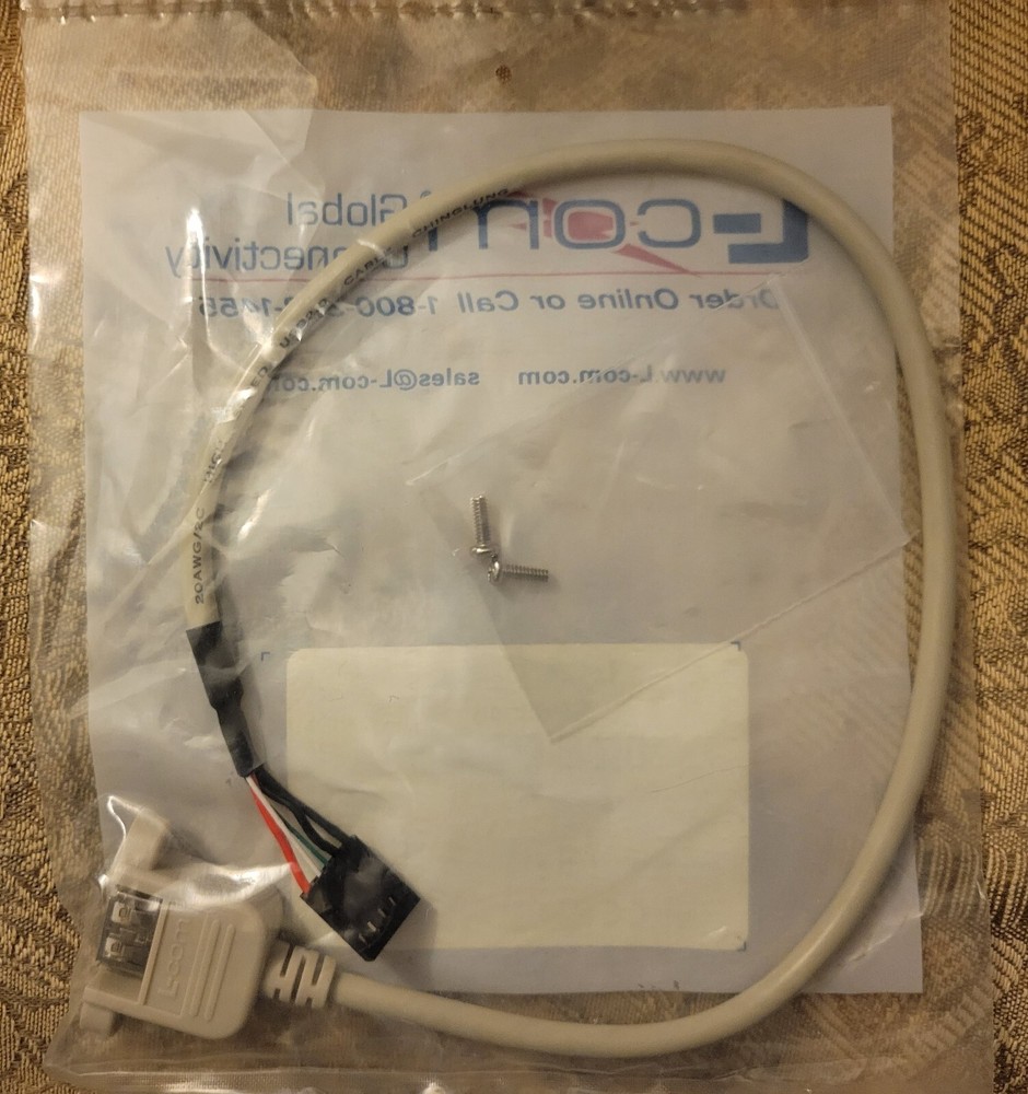 1pc L-com SP88046 USB Type A Adapter, Female Bulkhead/Female Header 16"