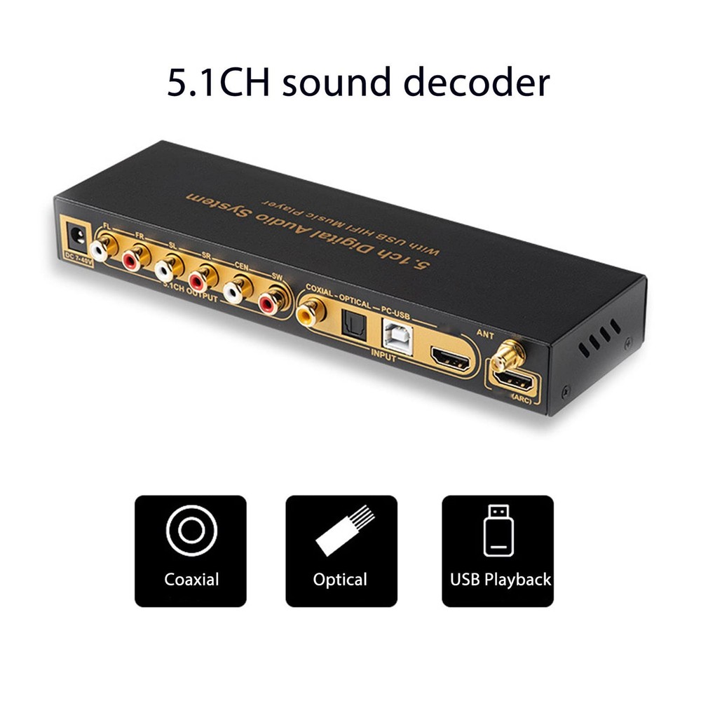 Sound Decoder , 5.1CH Digital Sound Decoder , Support HDCP 2.3 2.2 1.4, Digital