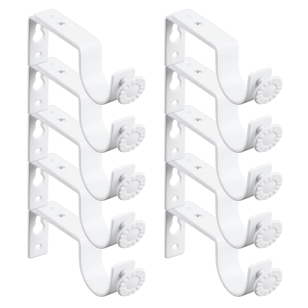 White Adjustable Curtain Rod Brackets 10 Pack Drapery Bracket for