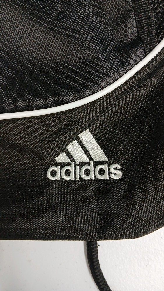 Adidas Drawstring Gym Bag Backpack Mens Black Stripe 100% Polyester Sackpack