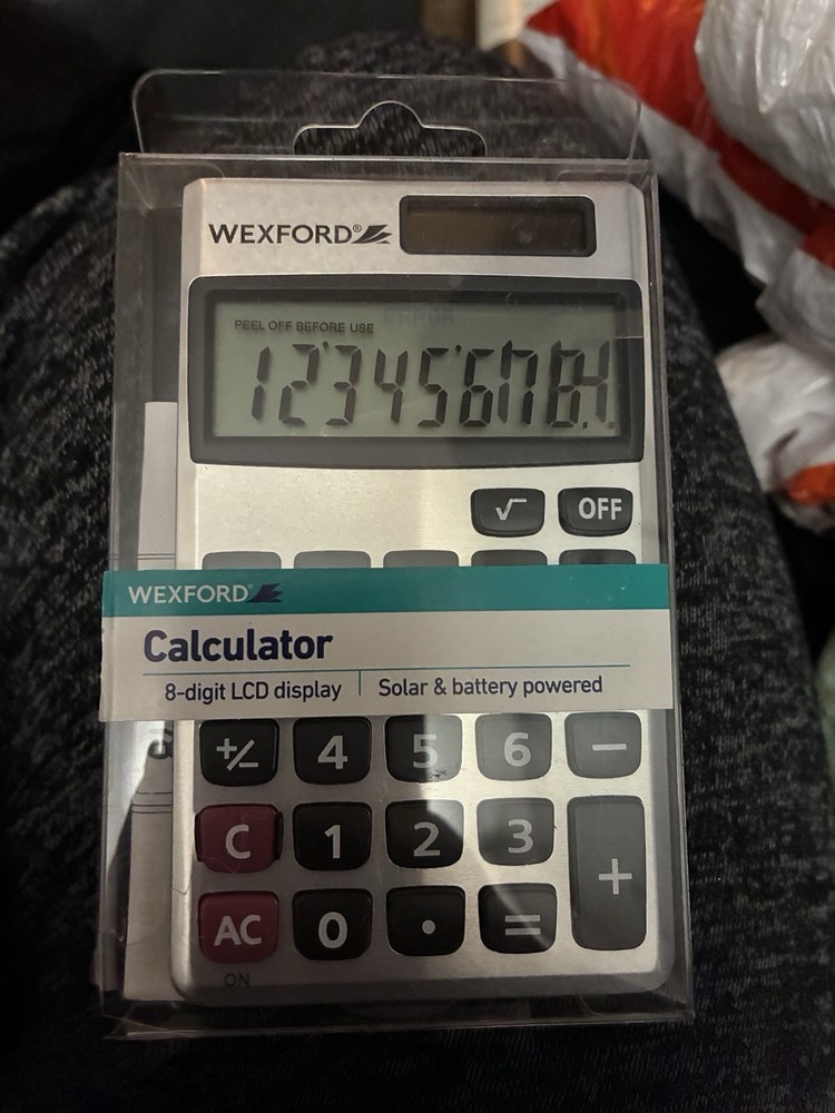 Wexford 8-Digit LCD Calculator – Solar & Battery Powered, Compact Design