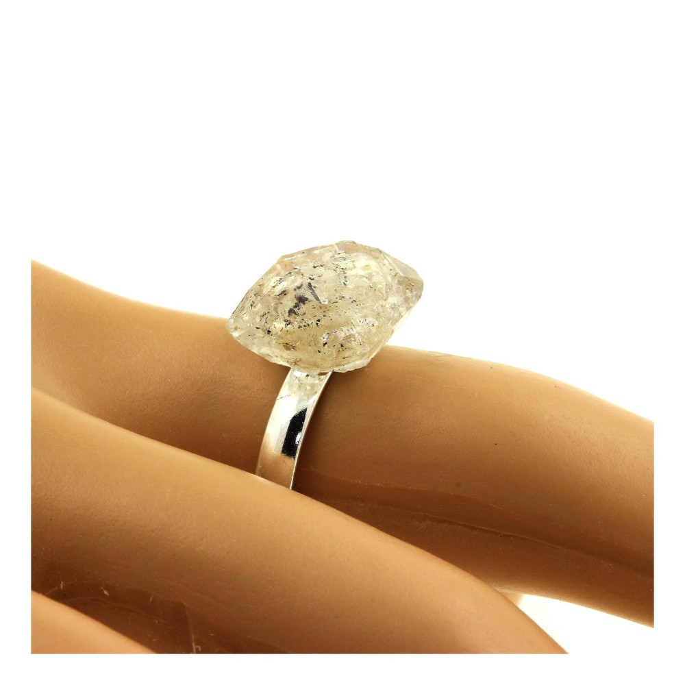 Raw Petroleum Quartz Ring Plated Silver. 12.84 Ct. Adjustable Size.