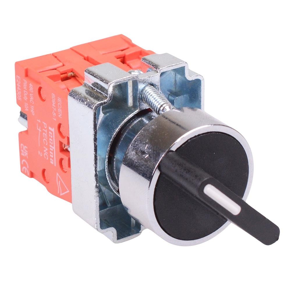 Techna PtecMetSN3F 3 Position Metal Selector Switch 10A 2NC