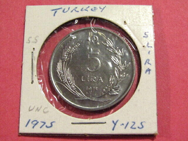 Turkey 1975 5 Lira unc Coin