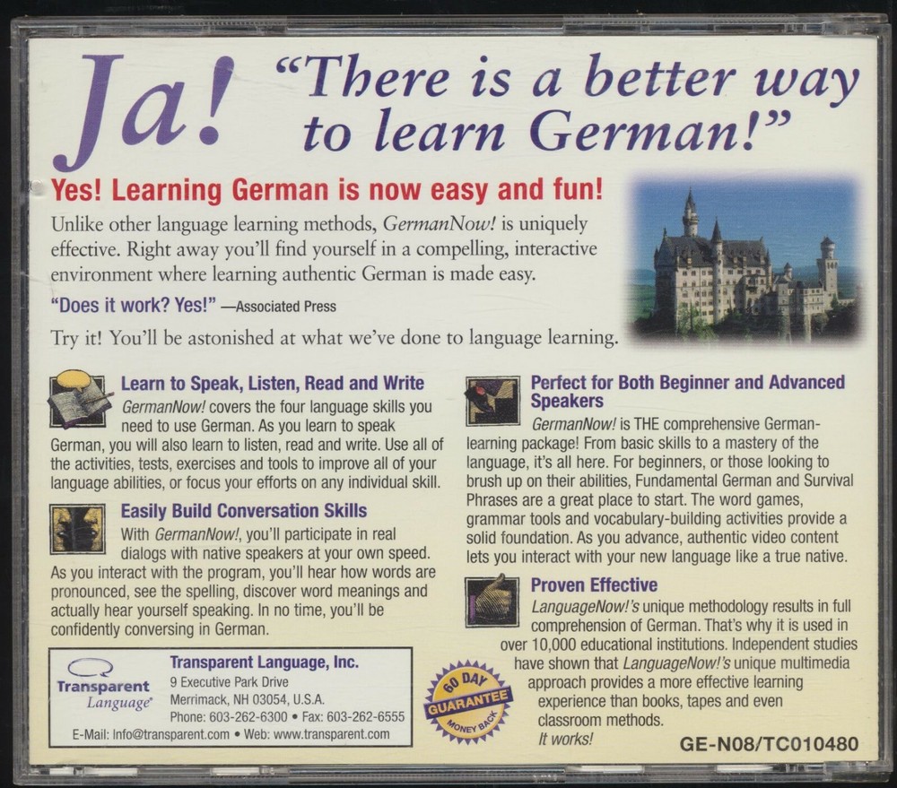 Learn German Now Version 8 Windows PC CD-ROM Computer Software Program