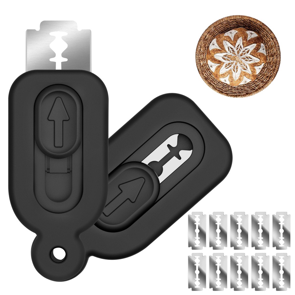 2pack Bread Lame Dough Scoring Tool - Push-Pull Handle for Perfect Bread Scor