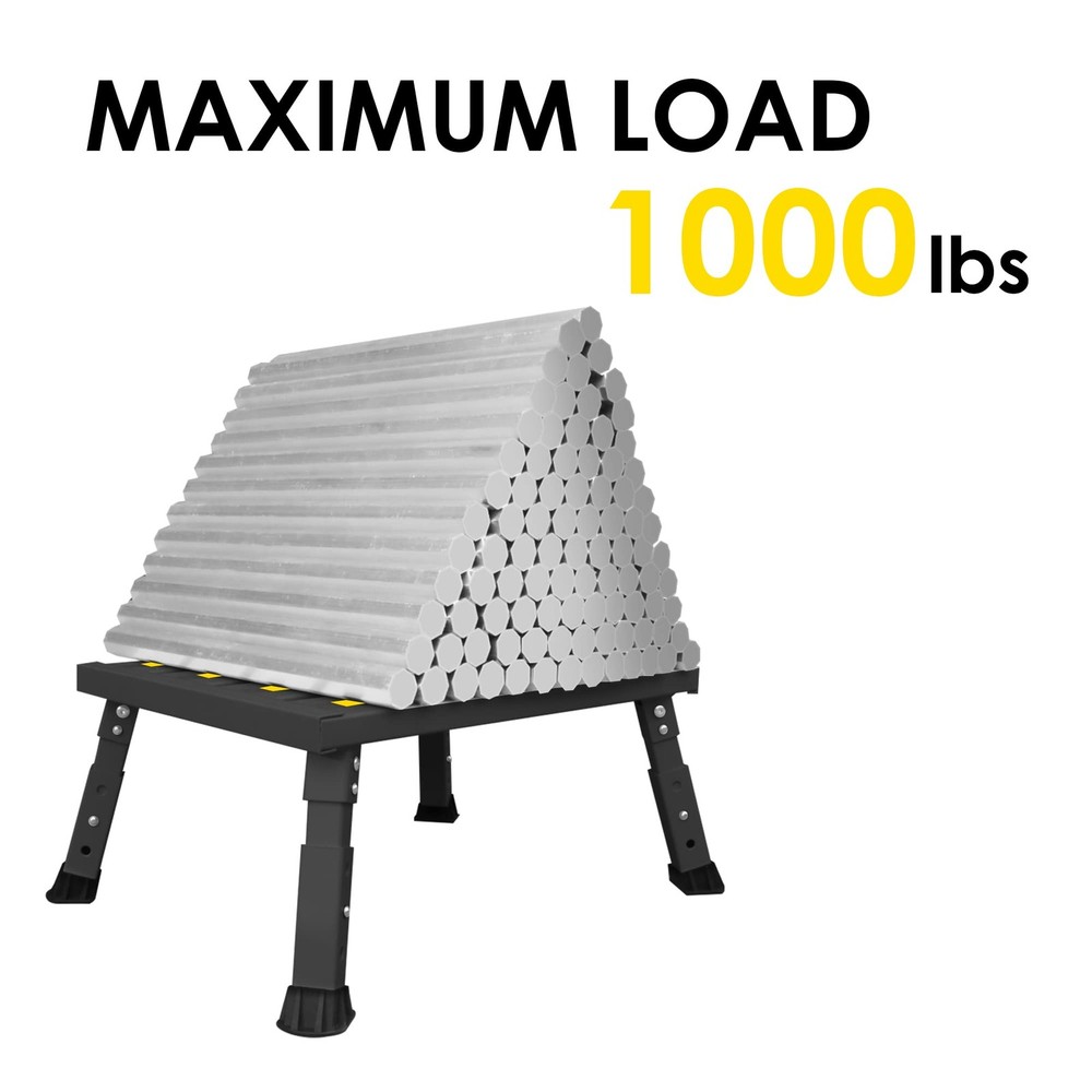 DEPSUNNY Adjustable Height Aluminum RV Step, Stable Foldable Platform Black