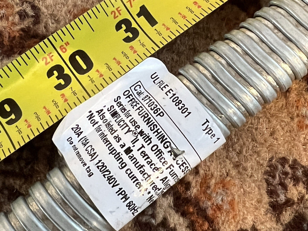 🔌 Allsteel Concensys Panel System Power Harness Cable – Flexible Conduit