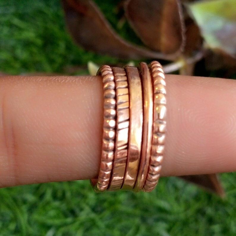 Set of 6 Thin Copper Band Ring, 100% Solid Copper, Stacking Rings , All Size