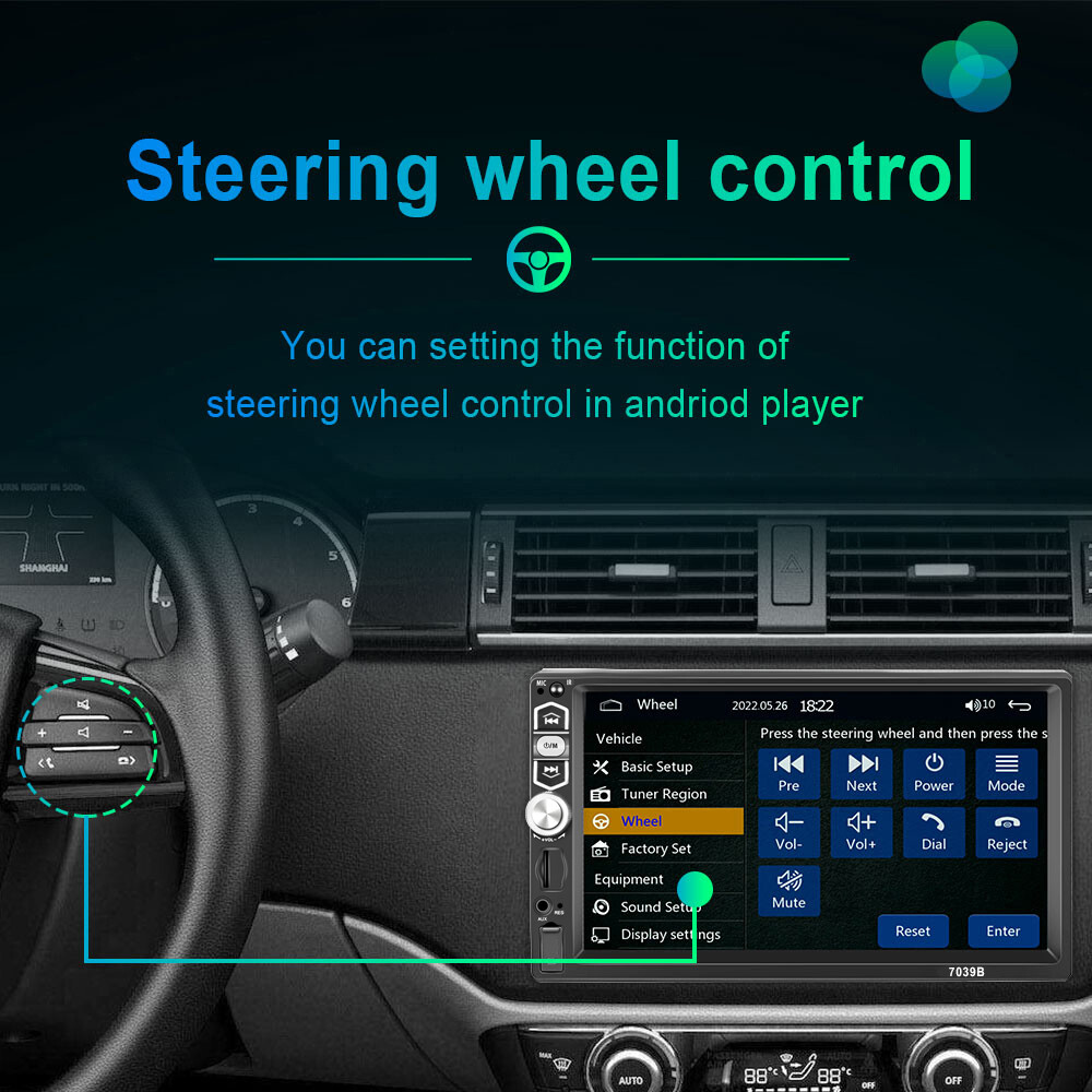 7" Car Radio Apple Carplay Android Auto Single Din Touch Screen Stereo Bluetooth