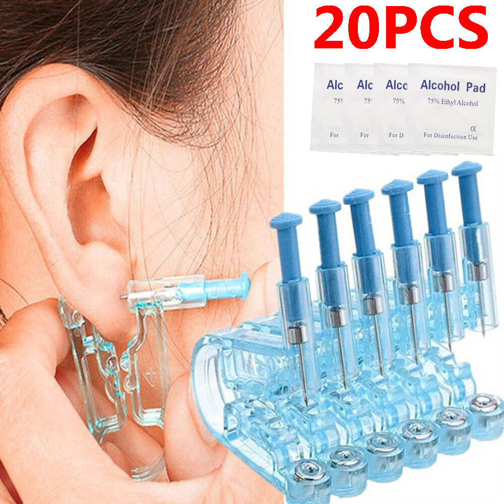 20X Disposable Ear Studs Piercing Quickly Gun Ear Stud Unit Piercer Tool #LI