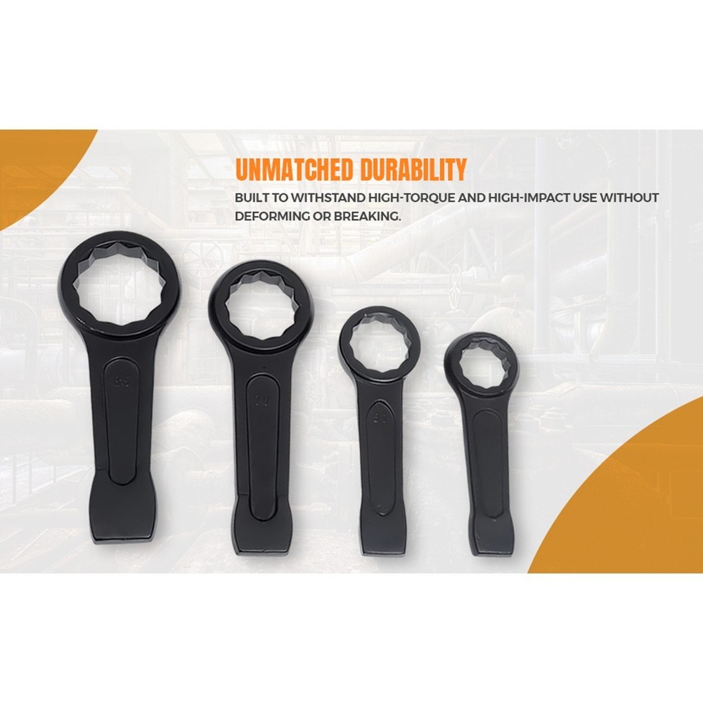 JRSDRIVE Striking Wrench 3 inch 12-Point Flat Strike Slogging Ring Spanner
