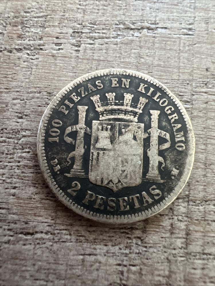 1870 Spain 5 Pesetas Silver Coin