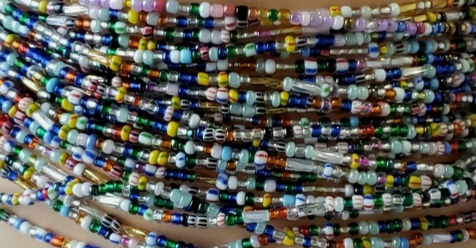 Multi-colored stretchy elastic waist beads, one size, 8pcs