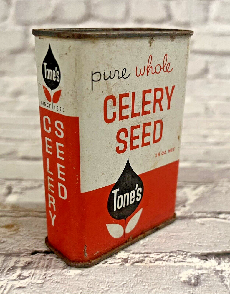 Vintage TONE'S Celery Seed Spice Tin 1 1/2 oz - Empty