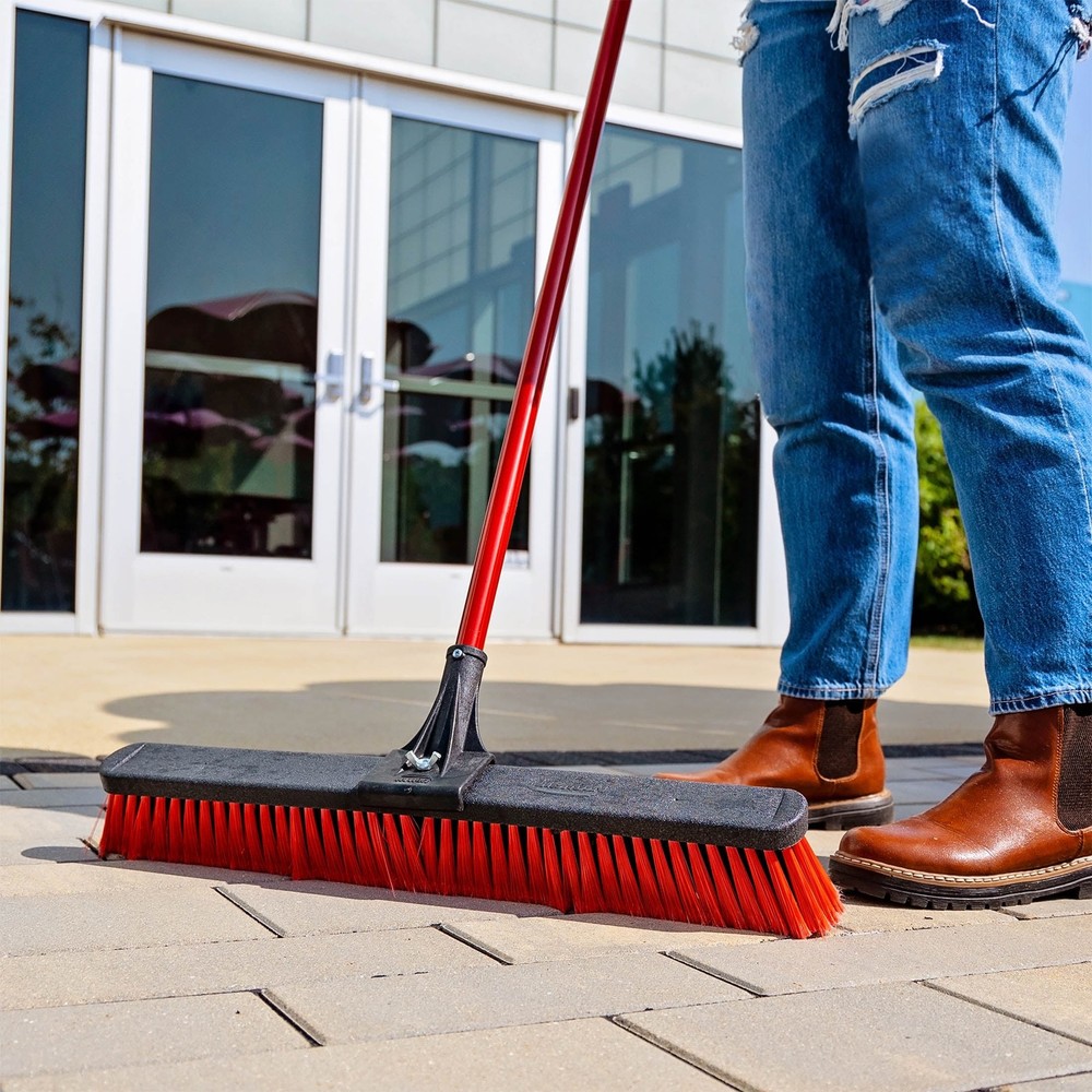Libman High Power Multi-Surface Push Broom 24" Red & Black Steel Handle