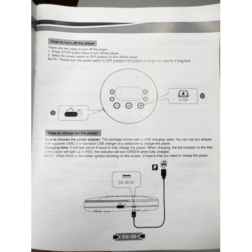 Monodeal Portable Rechargeable CD MP3 Player Programable AUX Anti-Skip 15 Hour