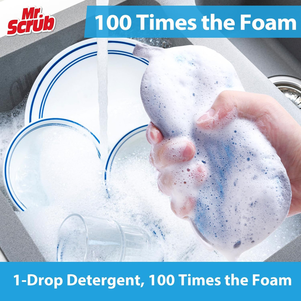Non Scratch Kitchen Dish Sponges Microfiber Scrubbers 2 Sided 6 Pack