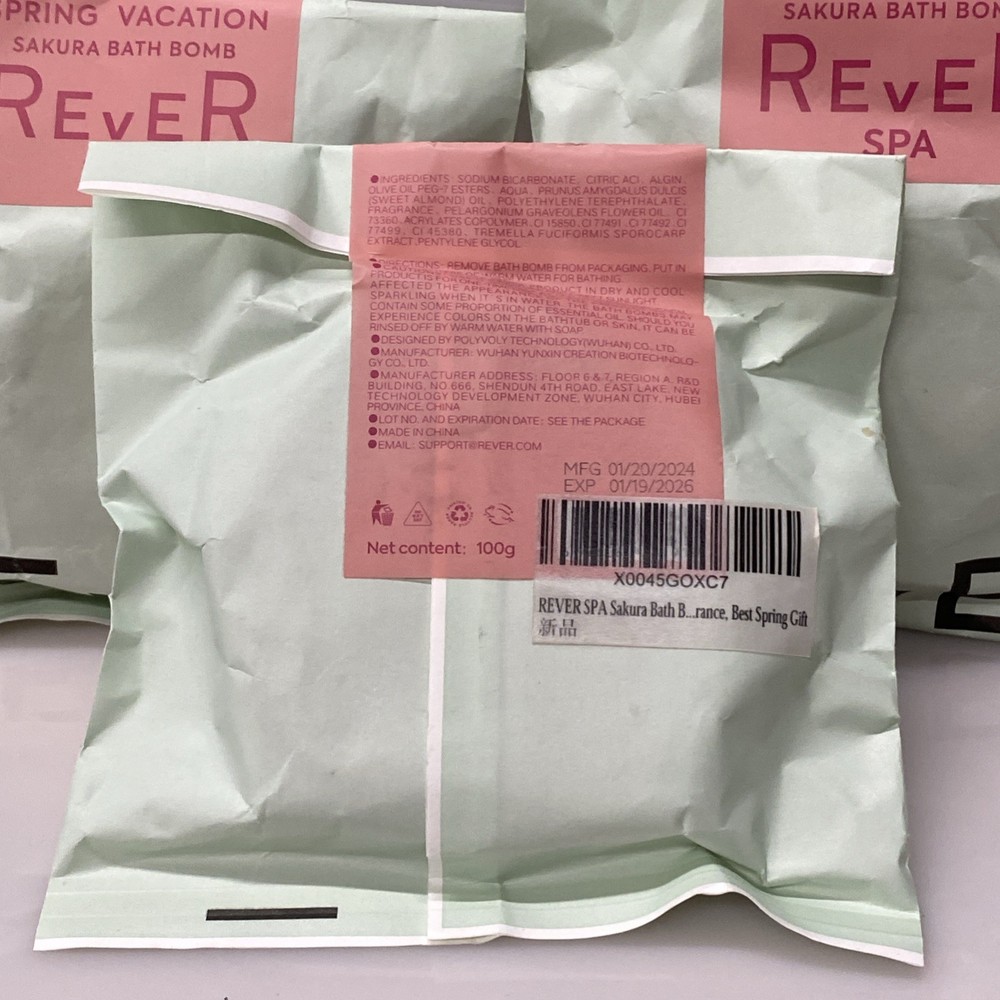 3 X Rever Spa - Sakura Bath Bomb, 3 Pcs Total