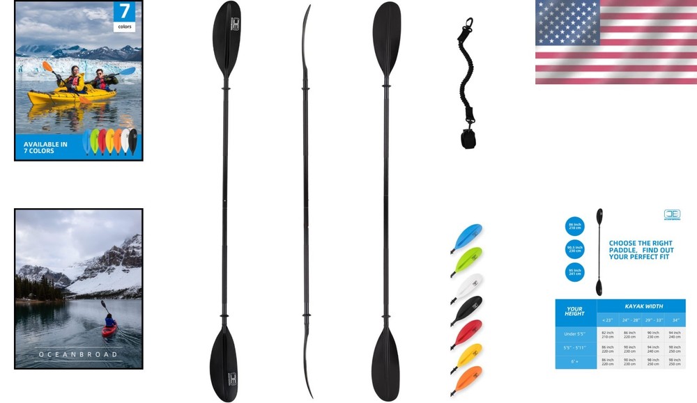 Lightweight Kayak Paddle with Leash - 90.5in