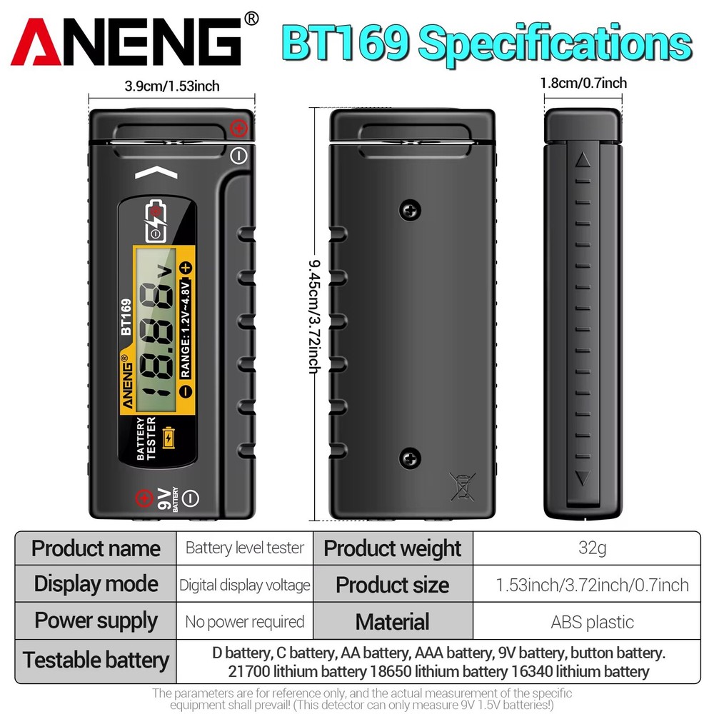 Home Battery Tester Battery Checkers With Digital Display for AA AAA C D Button