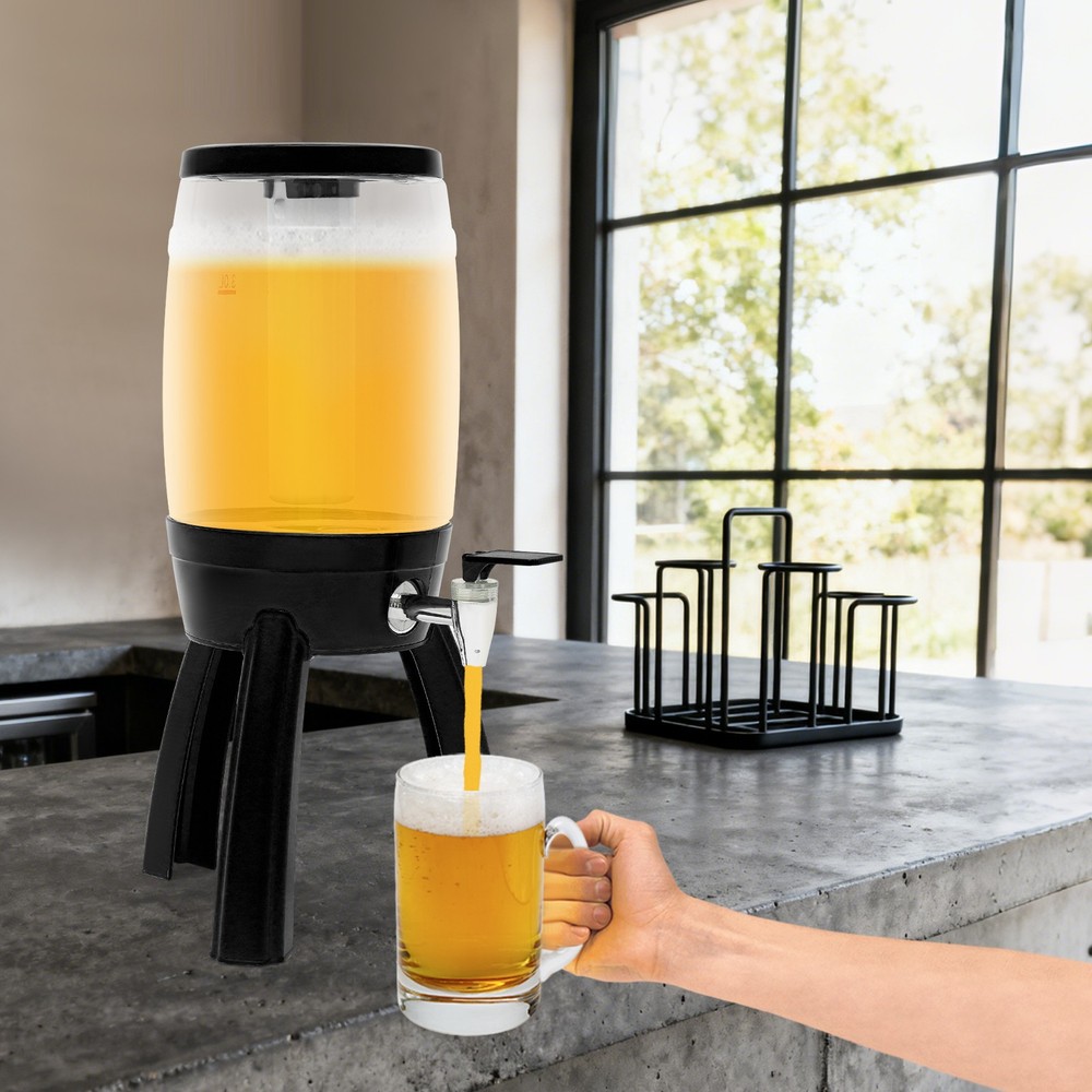 Modern 3L Beer Dispenser Tabletop beer barrel black for bars, restaurants, party