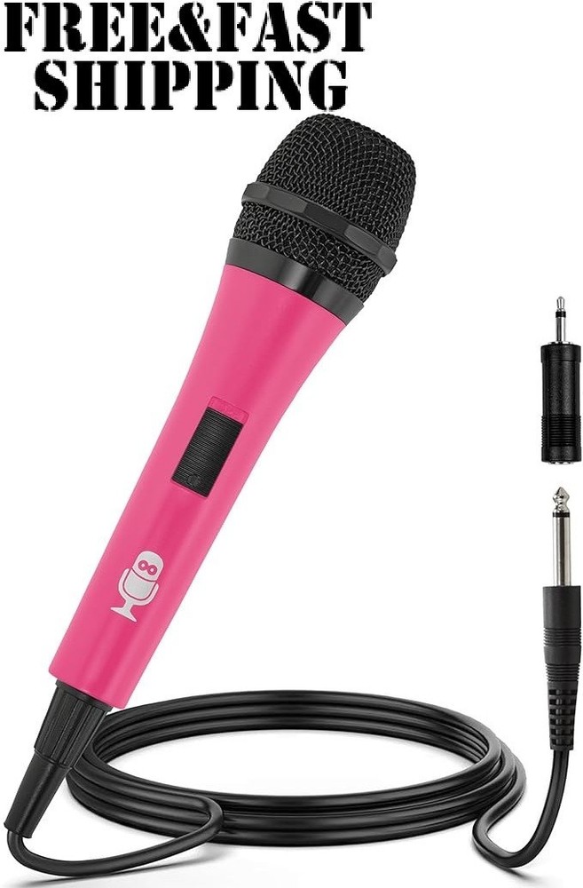 Singing Machine Pink Wired Karaoke Microphone Dynamic With 10.5Ft Cord