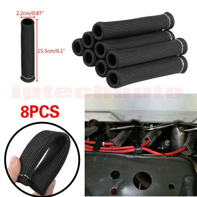Black 2500° Spark Plug Wire Boots Protector Sleeve Heat Shield Cover For LS1/LS2