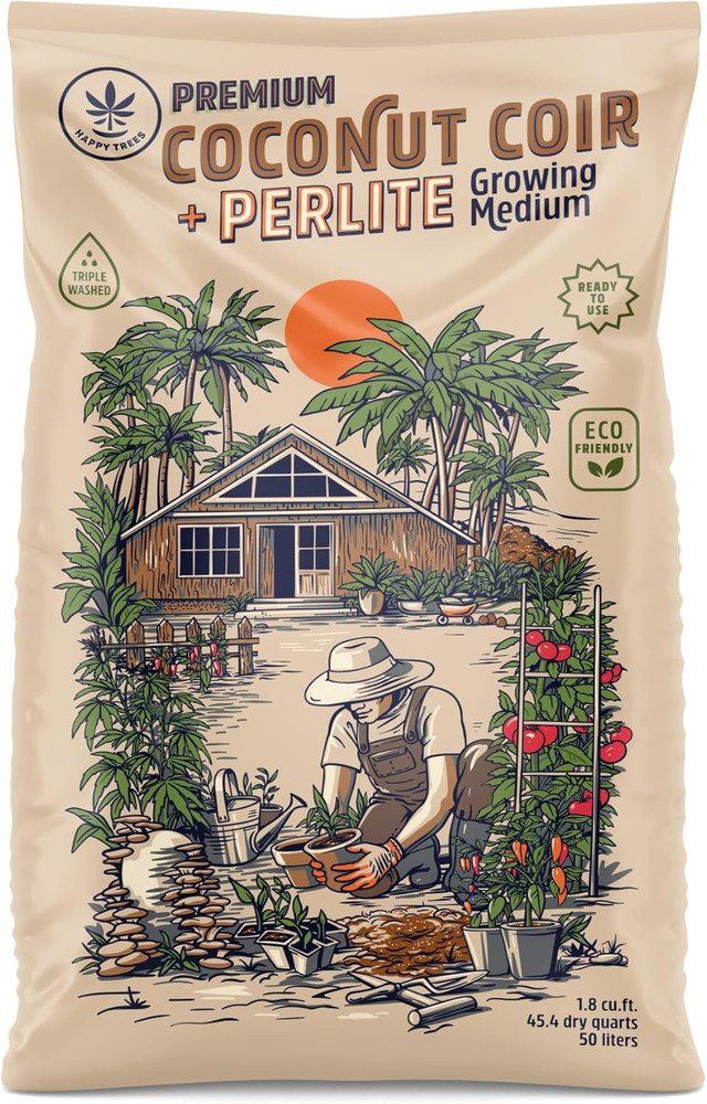 Happy Trees Coco Coir and Perlite Growing Medium, Potting Mix, Seed-Starting, Pr