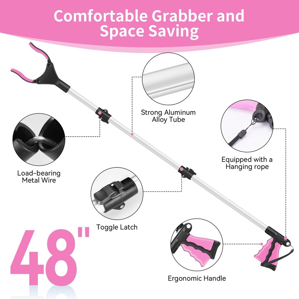 48 Inch Extra Long Grabber Tool Foldable Reaching Tool Grabber Pickup Tool
