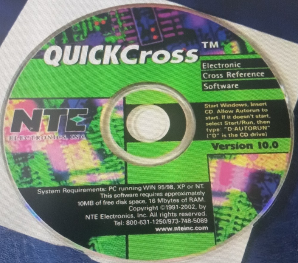 NTE Software Quick Cross Electronic Cross Reference 2002 USB drive Version 10.0