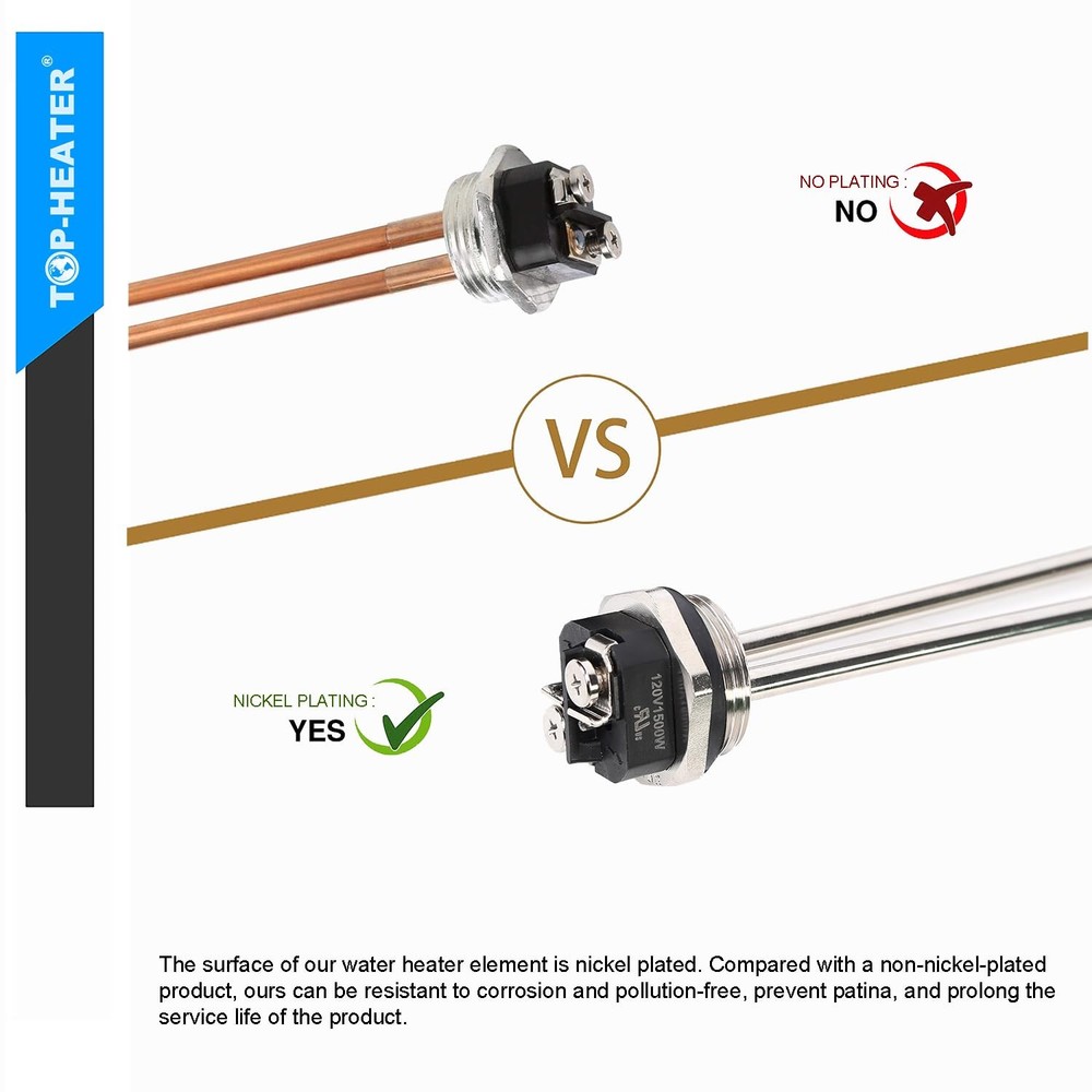 Water Heater Element 4500W,Screw-in,Foldback Type 02582 Silver