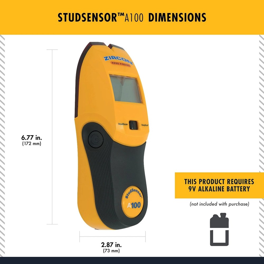 Zircon StudSensor A100 Wall Scanner and Center/Edge Locating Stud Finder