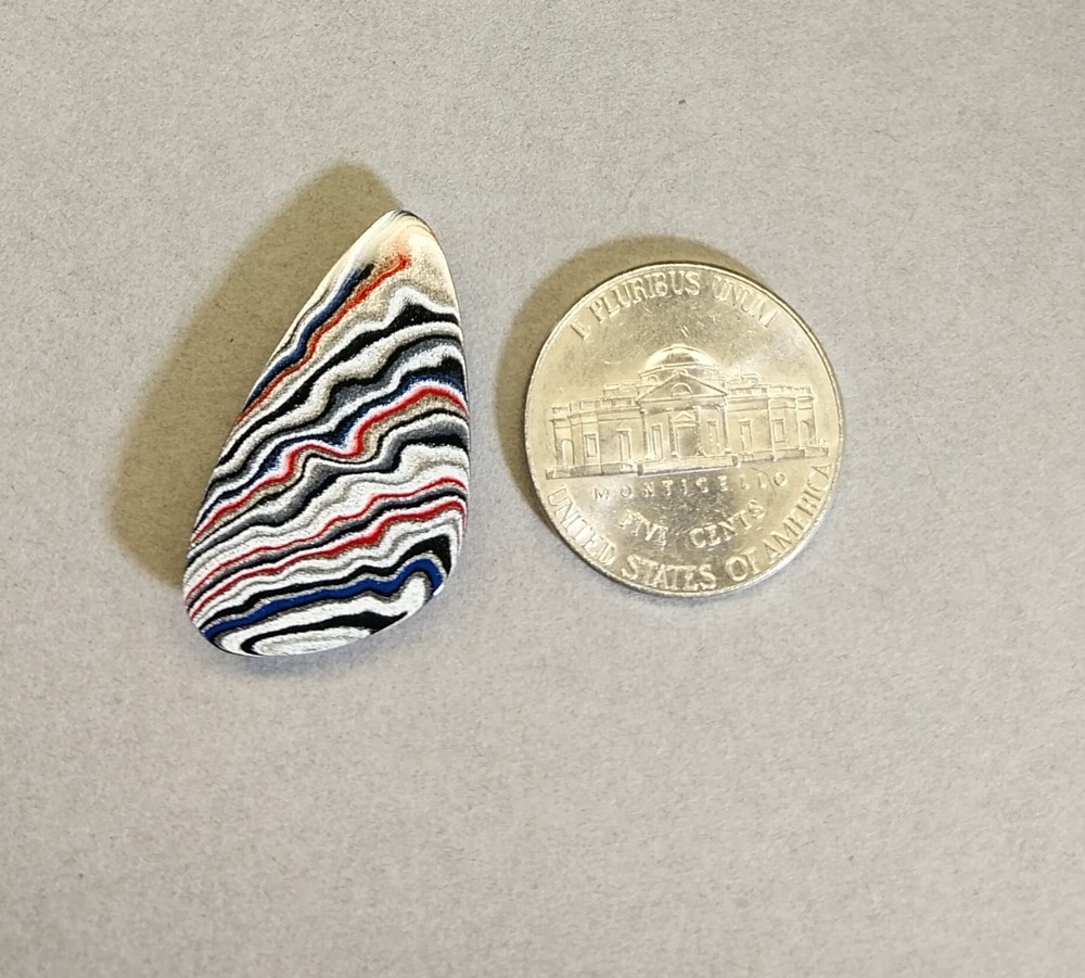 Fordite Cabochon, Domed Offset Teardrop, Happy Agate Studio, EB108