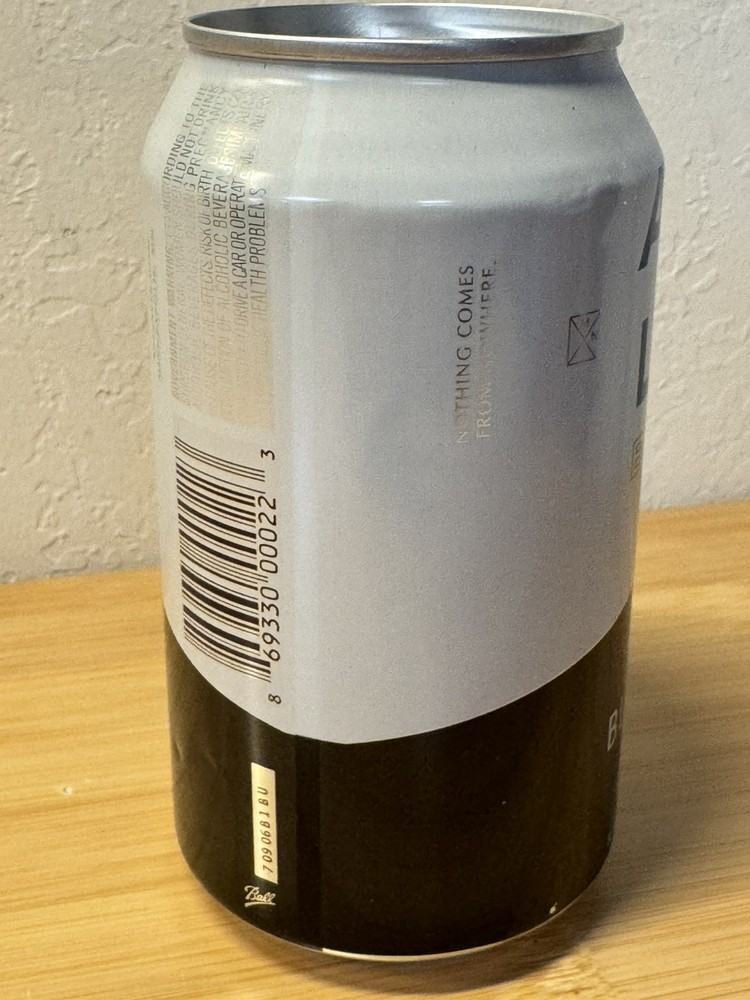 ABLE Beer BLK WLF Stout - Empty Beer Can - Bottom Opened