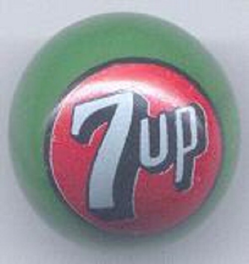 7up 1" Green Glass Logo Marble