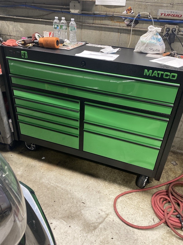 Green Matco double bay toolbox w/power drawer